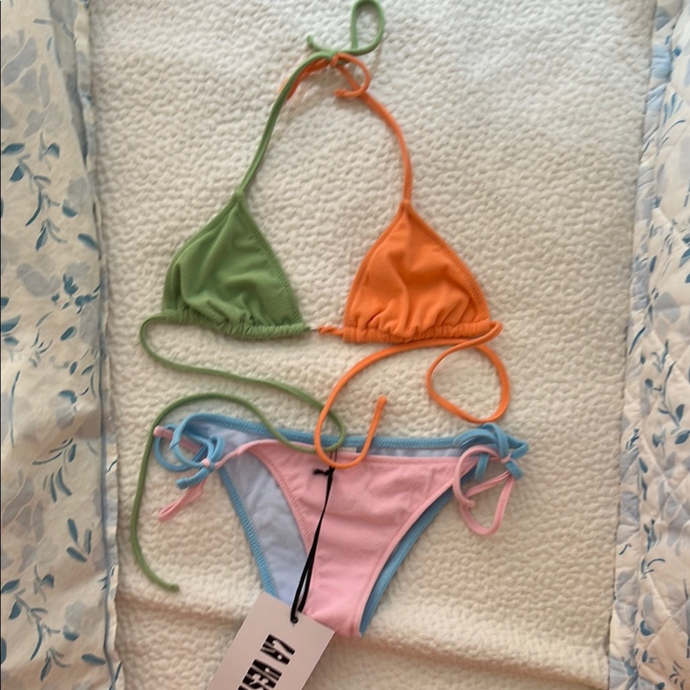 NWT LA VESTE Colorful Triangle Bikini Set